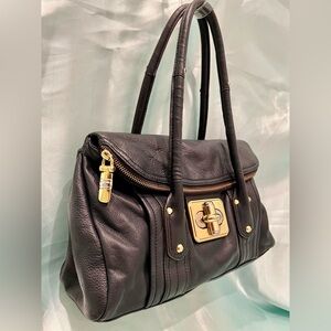 B. Makowski - Black Soft Smooth Leather W/Gold-tone hardware Shoulder Bag
